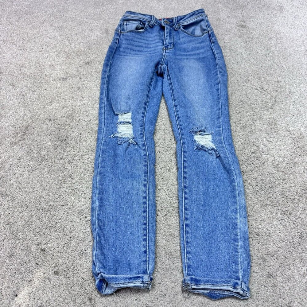Wax Jean Skinny Jeans Women’s Blue Distressed Pockets Size 3